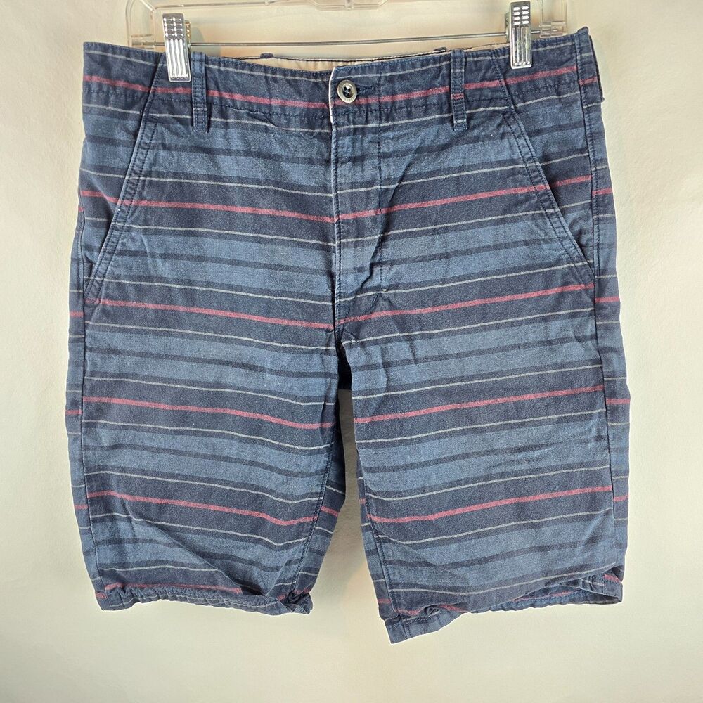 Levi's Shorts Mens 31 Blue Chino Khaki Striped Casual Preppy Normcore10" Inseam